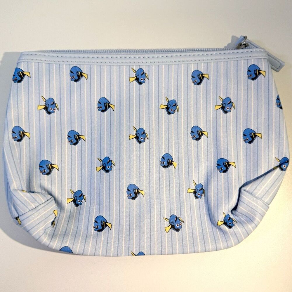 Disney Dory Makeup Cosmetic Zipper Pouch Blue Striped Finding Nemo Bag
